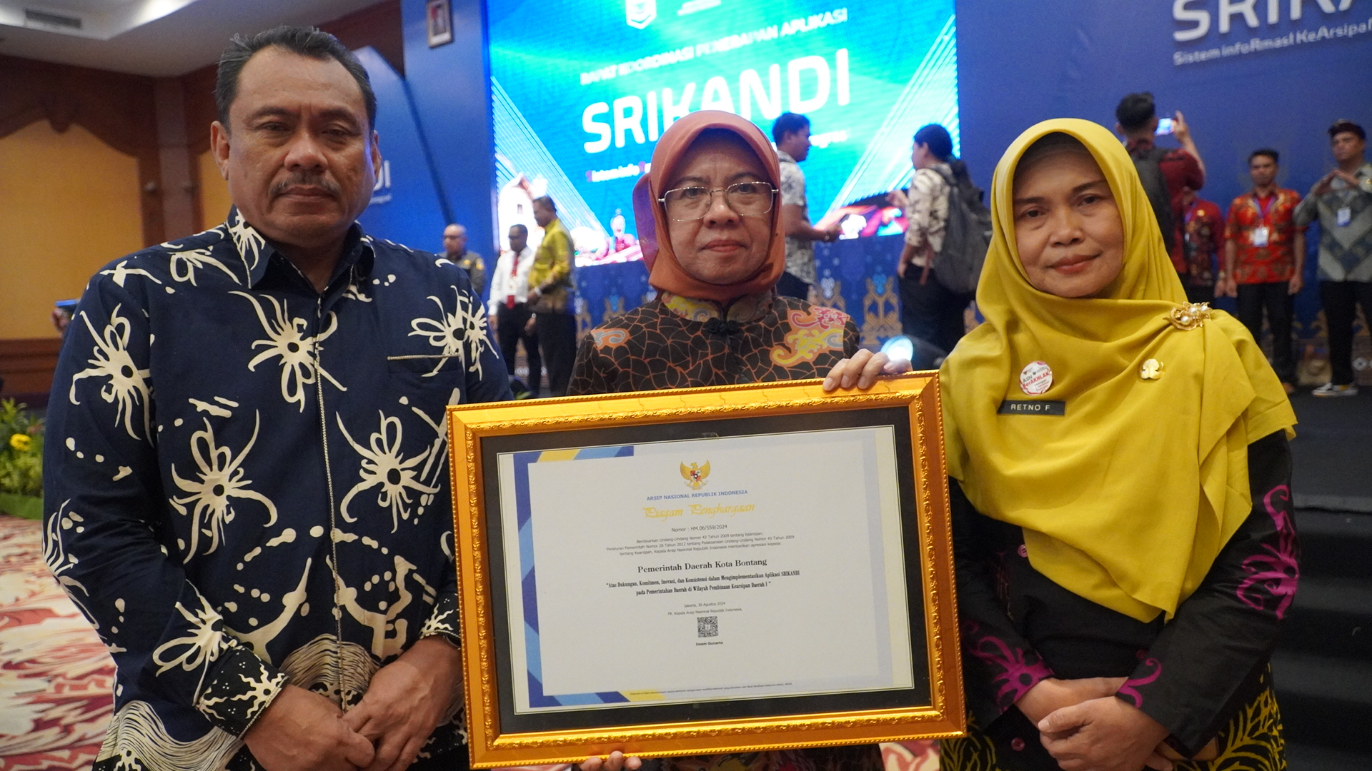 Pemkot Bontang Raih Penghargaan Kota Aktif Srikandi dari ANRI