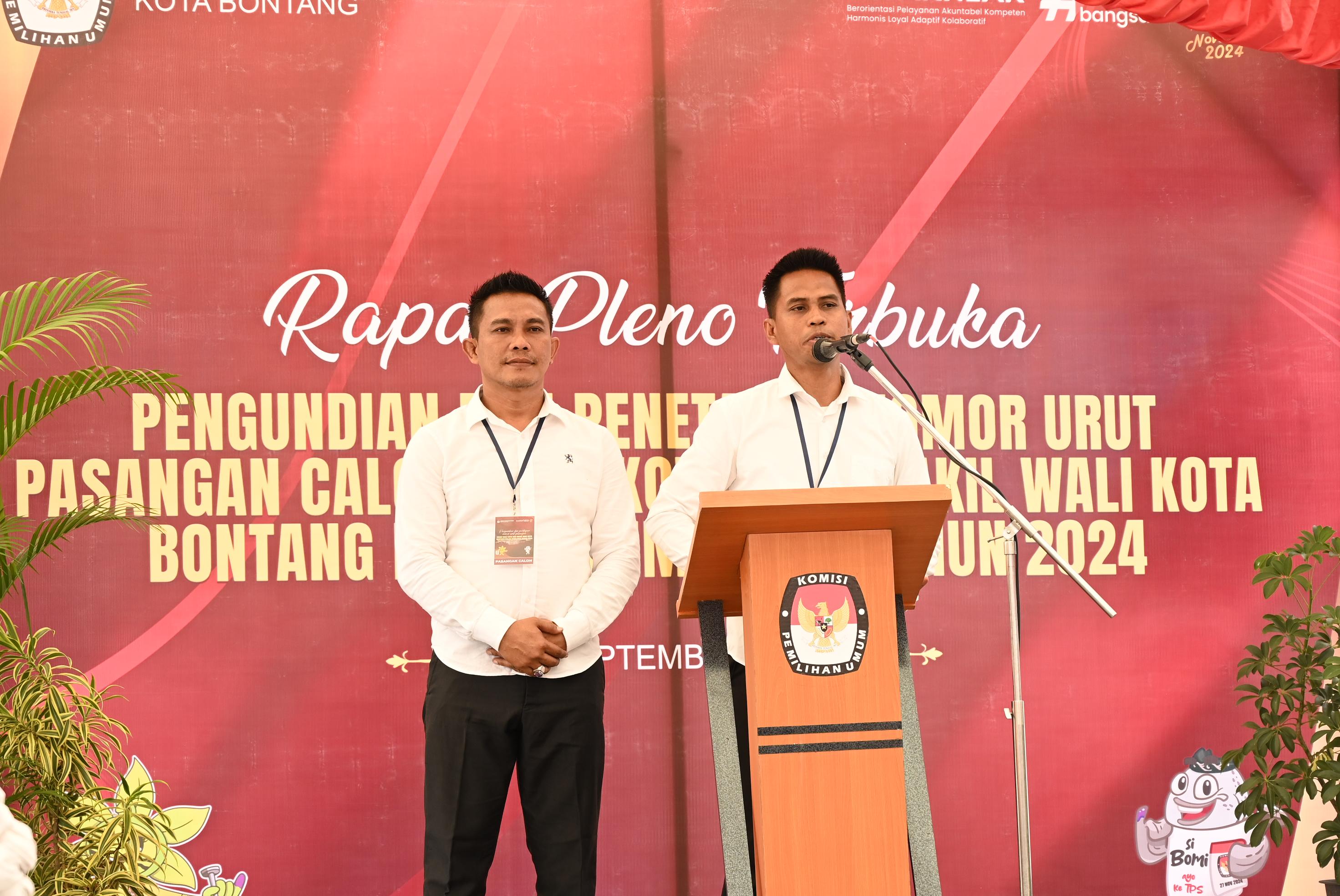 KPU Bontang Tetapkan Nomor Urut Pasangan Calon Wali Kota dan Wakil Wali Kota untuk Pilkada 2024